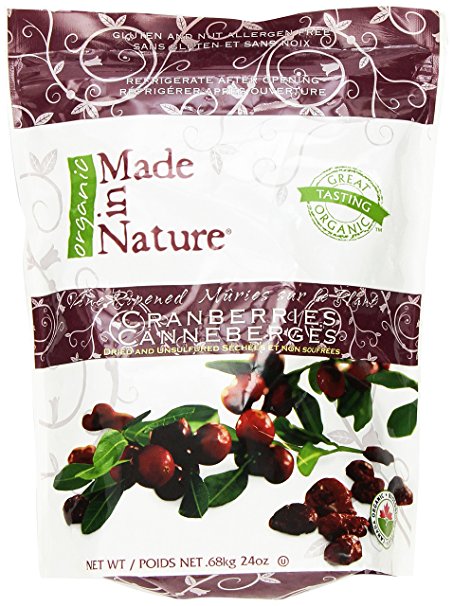 Made in Nature Organic Dried and Unsulfured Cranberries, 24-ounces