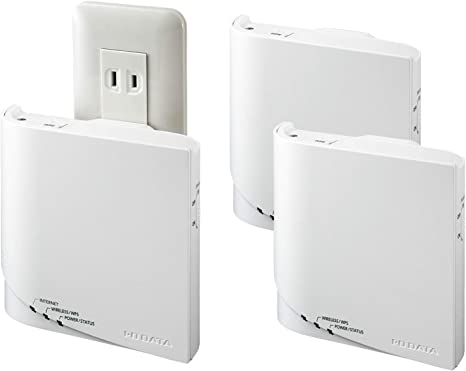 IODATA メッシュWiFi 無線LAN ルーター 11ac Wi-Fi 867 400Mbps 子機2台 コンセント直付け IPv6 3階建/4LDK/40台 日本メーカー WN-DX1300GNEX2