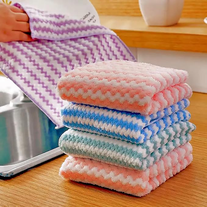Thea Cotton Microfibre Cleaning Rag Super Absorbent Microfibre Cleaning Cloth Multipurpose Cleaning Towels Coral Fleece Scouring Cloth For Kitchen Cleaning Use (12)