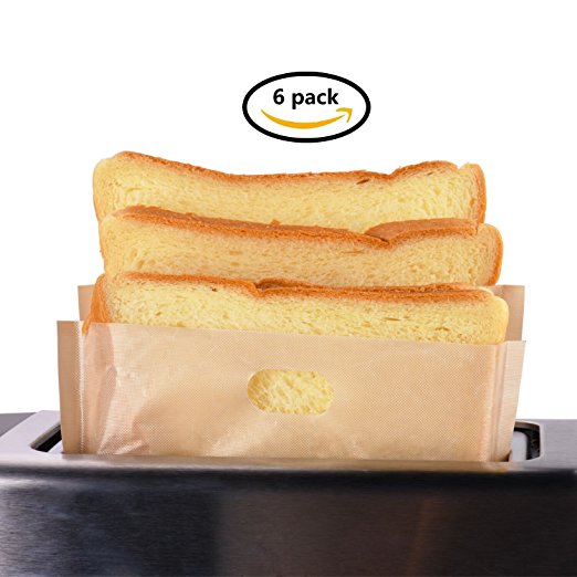 Toaster Bags Willceal,Pack of 6,Beige Non Stick Reusable,Reusable and Heat Resistant