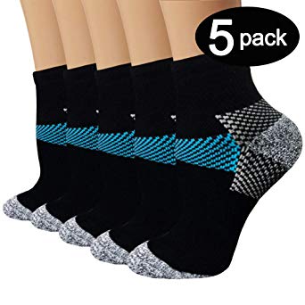 Sport Plantar Fasciitis Compression Socks Arch Support Ankle Socks - 5/10 Pack - Best For Running, Athletic, and Travel