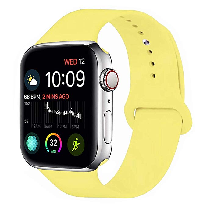 MOOLLY for Watch Band 38mm 40mm, Soft Silicone Watch Strap Replacement Sport Band Compatible with Watch Band Series 4 Series 3 Series 2 Series 1 Sport & Edition (New Pollen Yellow, 40mm(38mm) S/M)