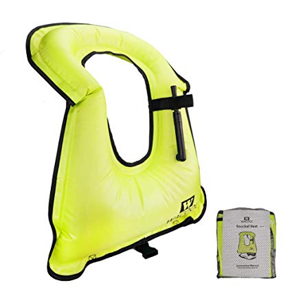 WACOOL Inflatable Snorkel Vest Safety Jacket Free Diving Portable Life Jacket for Swimming