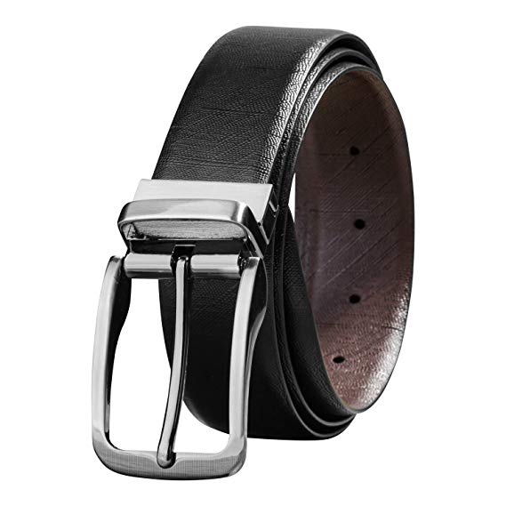 Savile Row Men's Top Grain Leather Reversible Belt - Classic & Fashion Designs