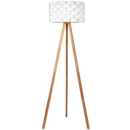 Brightech - Bijou Tripod Floor Lamp - Contemporary Design for Modern Living Rooms - Soft Ambient Lighting - Made with Natural Wood - Natural Color Wood