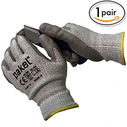 Pakel High Performance En388 CE Level 5 Cut Resistant Knit Wrist Gloves (Size 7 / Small)