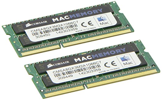 Corsair Apple 8GB Dual Channel Kit DDR3 1066 PC3 8500 204-Pin Laptop SO-DIMM Memory (CMSA8GX3M2A1066C7)