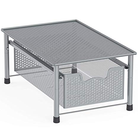SimpleHouseware Stackable Cabinet Basket Drawer Organizer, Silver