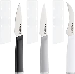 KitchenAid Paring Knife Set, High Carbon Stainless Steel Kitchen Knife Set, Razor-Sharp Blades, 3 Piece, Multicolor