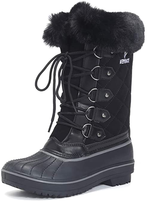 DESTURE Women's Snow Boots Warm Winter Water-Resistant Fabric Fashion Mid-Calf Shoes