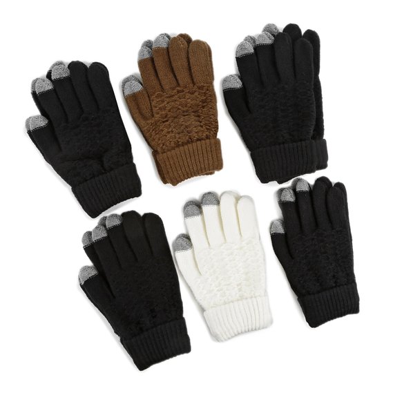 Women's Fleece Lined Acrylic Magic Glove with Touchscreen Technology 6 Pair
