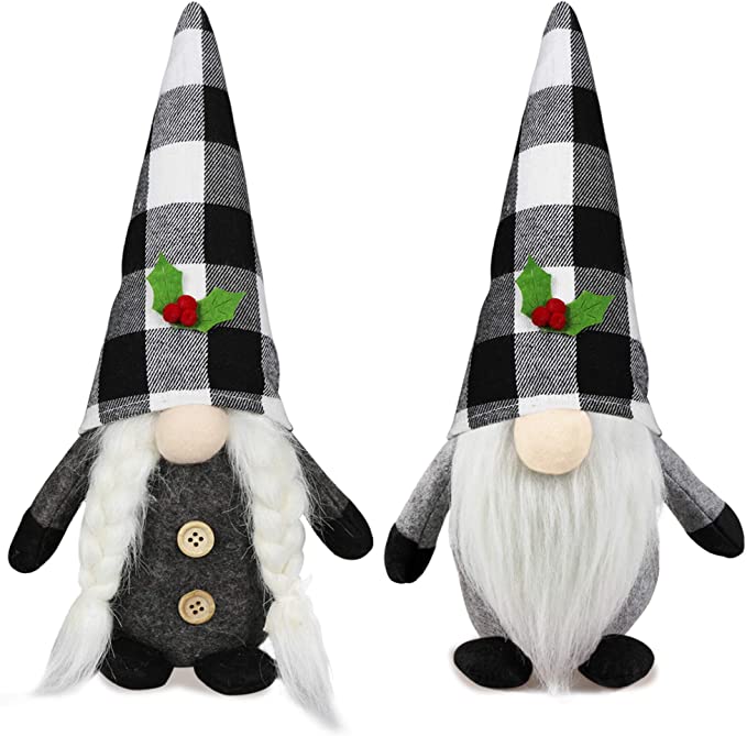 2Pcs Christmas Gnomes Plush Set- Christmas Decorations - Mr and Mrs Handmade Swedish Tomte Santa Decor - Christmas Holiday Elf Gnomes Decor Ornaments- Xmas Holiday Home Decor 11Inch