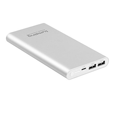 Lumsing 12000mAh Portable Charger Power Bank External Battery Pack ( Apple Lightning 2A Input / 3A Output 2 Port) for iPhone iPad Smartphone Tablets and more (Silver)
