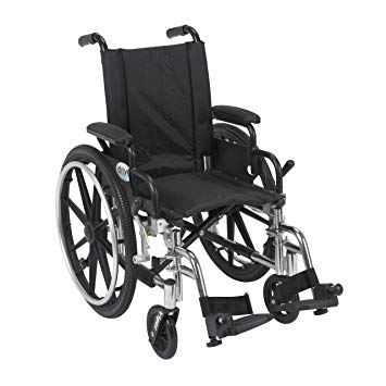 Viper Wheelchair with Flip Back Removable Arms, Desk Arms, Swing Away Footrests, 14" Seat