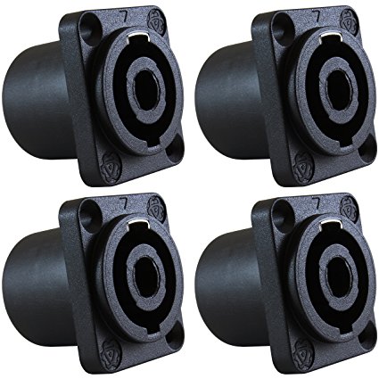 GLS Audio Speaker Jack Twist Lock 4 Pole Square (Rectangle) - Compatible with Neutrik Speakon NL4MP, NL4MPR, NL4FC, NL4FX, NLT4X, NL4 Series, NL2FC, NL2, Speak-On - 4 PACK