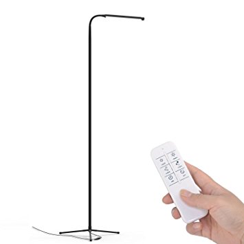YOUKOYI F9 Modern Dimmable Touch LED Floor Lamp for Living Room Bedroom with Remote Control (Adjustable, 12 Levels Brightness, 10 color Temperatures, 6W) Black