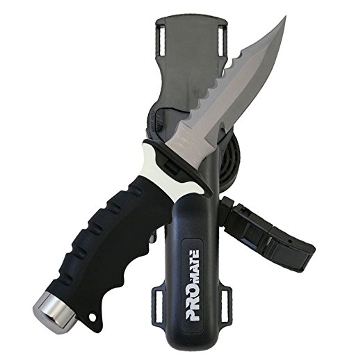 PROMATE Scuba Diving Snorkeling Sharp Tip Stainless Steel Knife (5" Blade)