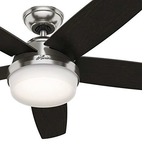 Hunter Fan 54" Contemporary Ceiling Fan in Brushed Nickel with Cased White LED Light Kit and Remote (Certified Refurbished)