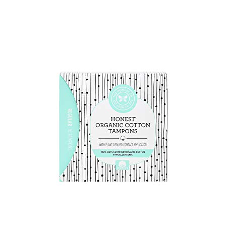 The Honest Company Organic Cotton Tampons with Plant-Based Compact Applicator | Regular | Hypoallergenic & Breathable Organic Tampons | GOTS Certified Organic Cotton |16 Count