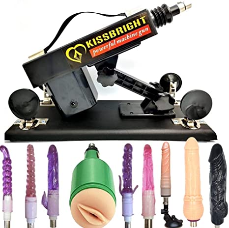 Female Massage Pumping Machinegun Multiple Angle with Different Attachments and an Extral Female Sucker (Black)