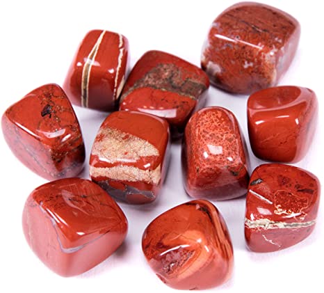 Bingcute Brazilian Tumbled Polished Natural Red Jasper Stones 1/2 Ib for Wicca, Reiki, and Energy Crystal Healing (Red Jasper)