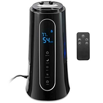 VAVA VA-AH015 Cool Humidifiers for Large Room, Customized Humidity, Remote, Space-Saving, 14-36 Hours, 3 Mist Level, Sleep Mode, Timer, Auto-Shut Off, Black