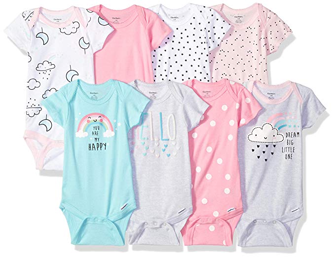 Gerber Baby Girls' 8-Pack Short-Sleeve Onesies Bodysuit