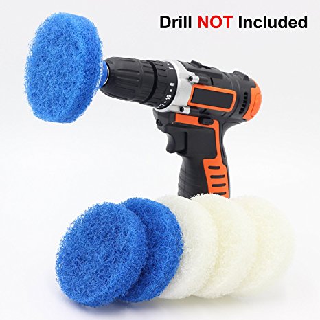 Cooptop Bathroom & Kitchen Cleaning Drill Brush Set - Power Scrub Pad Cleaning Kit – Power Scrubbing Drill Attachment - Cleaning Scouring Pads - Great for Cleaning Bathtubs, Sinks and Tile