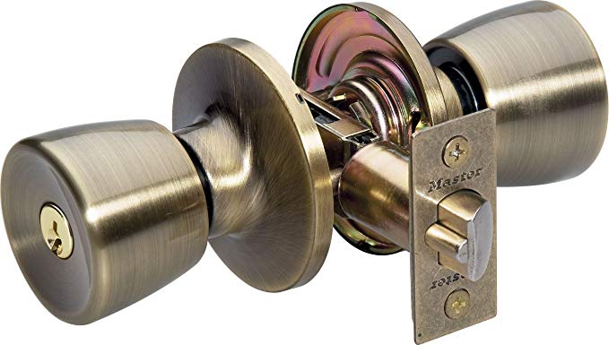 Master Lock TUCO0705 Tulip Knob Double Cylinder Combo Pack Door Knob, Antique Brass