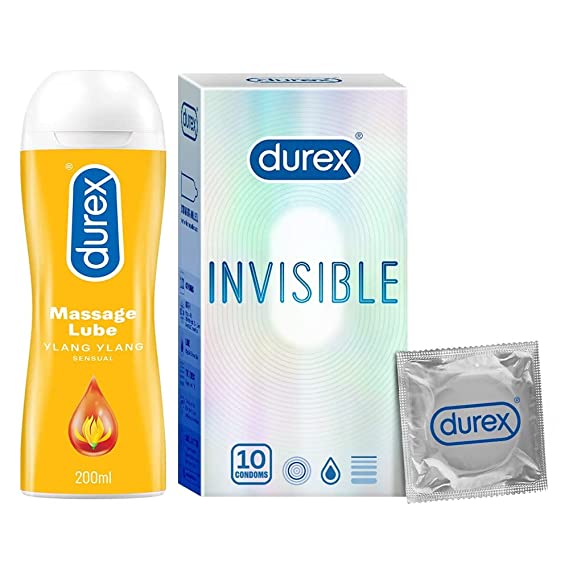 Durex Invisible Super Ultra Thin Condoms for Men – 10s   Durex Play Massage 2in1 Sensual - 200 ml