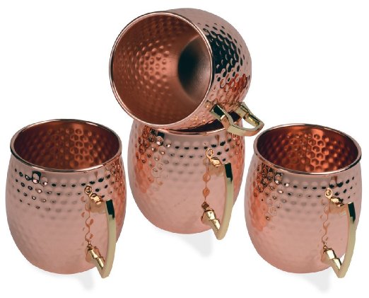 Kangaroo 100 Copper Moscow Mule Mug Copper Mug- Hammered Stainless Steel Interior Brass Handle