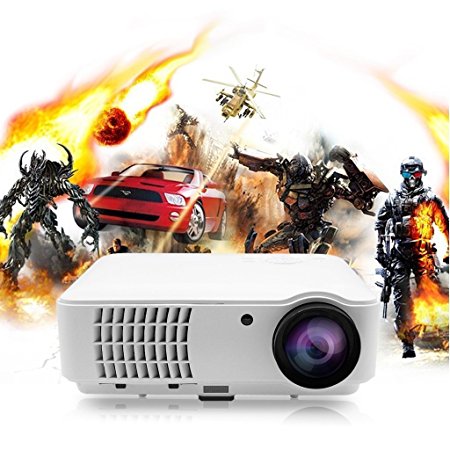 Ryham Portable Projector 5.5inch Full Color LED Projector 2500 lumens 1280*800p for Entertainment Home Theater Cinema Video Games¡­ (white1)