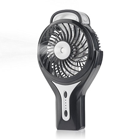 D-FantiX Portable Handheld Misting Fan Personal Cool Mist Humidifier Rechargeable Mini Fan Battery Operated/USB Powered USB Misting Humidifier for Home and Travel (Black)