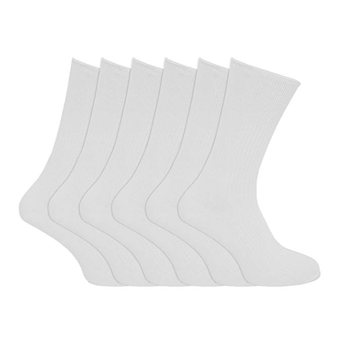Specialist item: Mens Ribbed Non Elastic Top 100% Cotton Socks (Pack of 6)