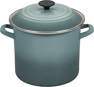 Le Creuset Enamel On Steel Stockpot with Lid, 8 Quart, Sea Salt