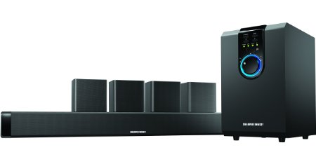 Sharper Image 5.1 Home Theater Sound System With Bluetooth Subwoofer, Sound Bar & Satellite Speakers (Black)