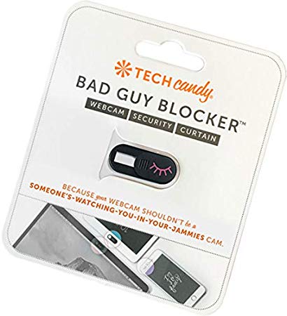 Tech Candy Bad Guy Blocker Removable Webcam Cover Camera Curtain for Web Security - Works on laptops, Phones, and Tablets - Black Color with Pink Lashes
