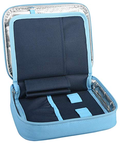 Goldwheat Insulin Cooler Travel Case Large Diabetic Organizer Medication Insulated Cooling Bag,Not Include Ice Pack (Blue)