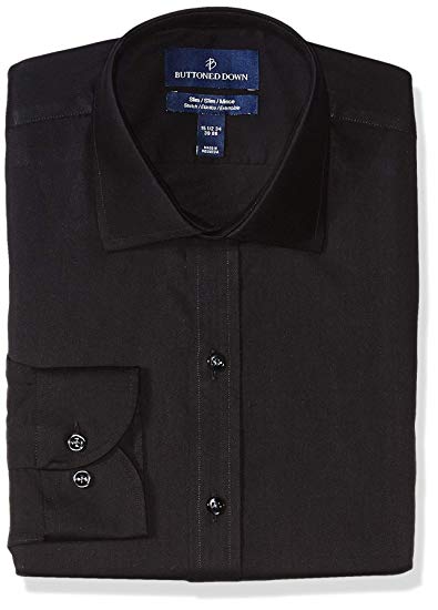 Amazon Brand - BUTTONED DOWN Men's Slim Fit Stretch Twill Dress Shirt, Supima Cotton Non-Iron, Spread-Collar