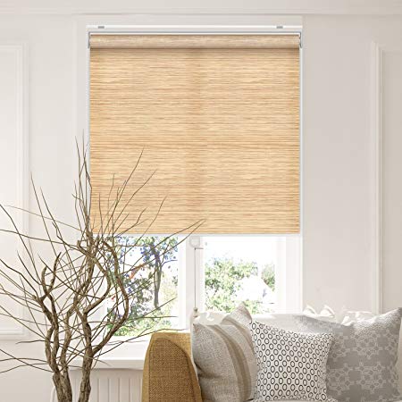 Chicology Snap-N'-Glide Cordless Roller Shades Smooth Privacy Window Blind, 23" W X 72" H, Felton Cream (Privacy and Natural Woven)