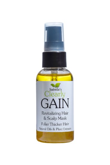 Isabella's Clearly GAIN, 2 Oz, Naturally promotes hair growth, fortifies, strengthens hair follicles & stops hair shedding. Pure therapeutic grade including Castor, Jojoba, Clary Sage, Stinging Nettle