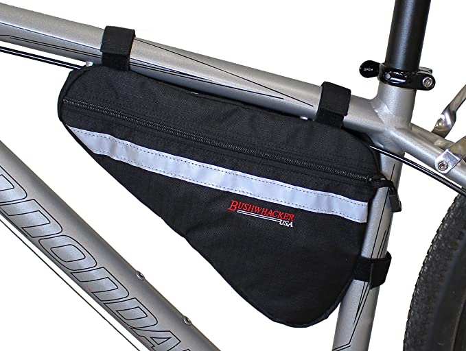 Bushwhacker Gallup Black - Medium Triangle Bicycle Frame Bag w/Reflective Trim Cycling Pack Bike Under Seat Top Tube Bag Front Rear Accessories Crossbar