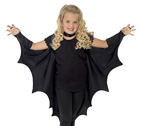 Smiffy's Kids Unisex Vampire Bat Costume, Wings, Black, One Size, 44414