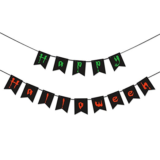 Happy Halloween Banner Flags Party Banners Halloween Flags for Halloween Party Decorations