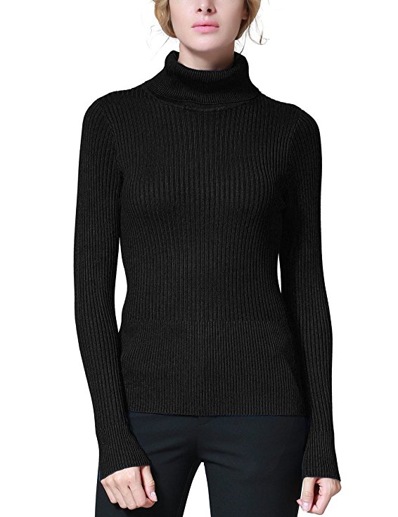 Rocorose Women's Solid Basic Long Sleeve Turtleneck Sweater Pullover
