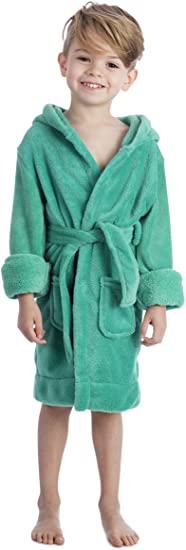 Elowel Boys Girls Hooded Childrens Fleece Sleep Robe Size 2 Toddler -14Y