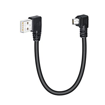 MXTECHNIC Mini USB Data Cable 10INCH 90 Degree Right Angle Nickel Plated Short USB 2.0 -A-Male-4Pin to Right Angle Mini-B-5Pin for syncing and charging smartphones,GPS,external hard drives (Black)