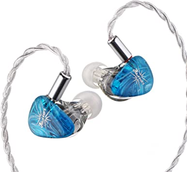 Linsoul Kiwi Ears Orchestra Lite Performance Custom 8BA in-Ear Monitor IEM with Detachable 4-core 7N Oxygen-Free Copper OFC Cable, Handcrafts Faceplate for Audiophile Studio Musician (Blue)