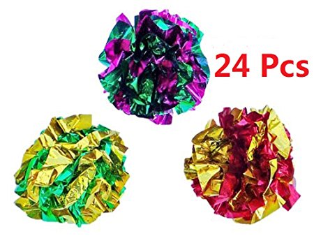 PETFAVORITES™ Mylar Crinkle Balls Cat Toys Best Interactive Crinkle Cat Toy Balls Ever Top Rated Independent Pet Kitten Cat Toys for Fat Real Cats Kittens Exercise, Soft/Light/Right Size