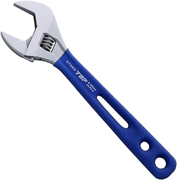 TOP 9 inch Adjustable Wrench with Ergonomic Grip | Thin and Light Body for Tight Spaces | Super Heavy Duty Extra Wide Opening Jaw Crescent Wrench | Made in Japan